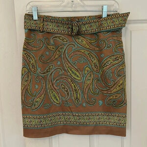Valerie Stevens paisley tan skirt 6P